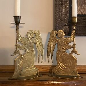 Elegant Brass Angel Candle Holders